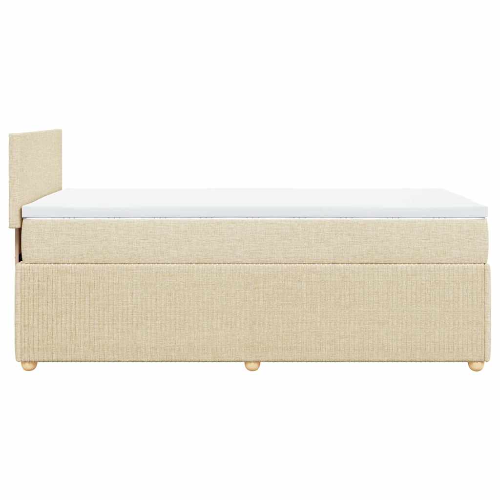 vidaXL Κρεβάτι Boxspring με Στρώμα Κρεμ 90x200 εκ.Υφασμάτινο