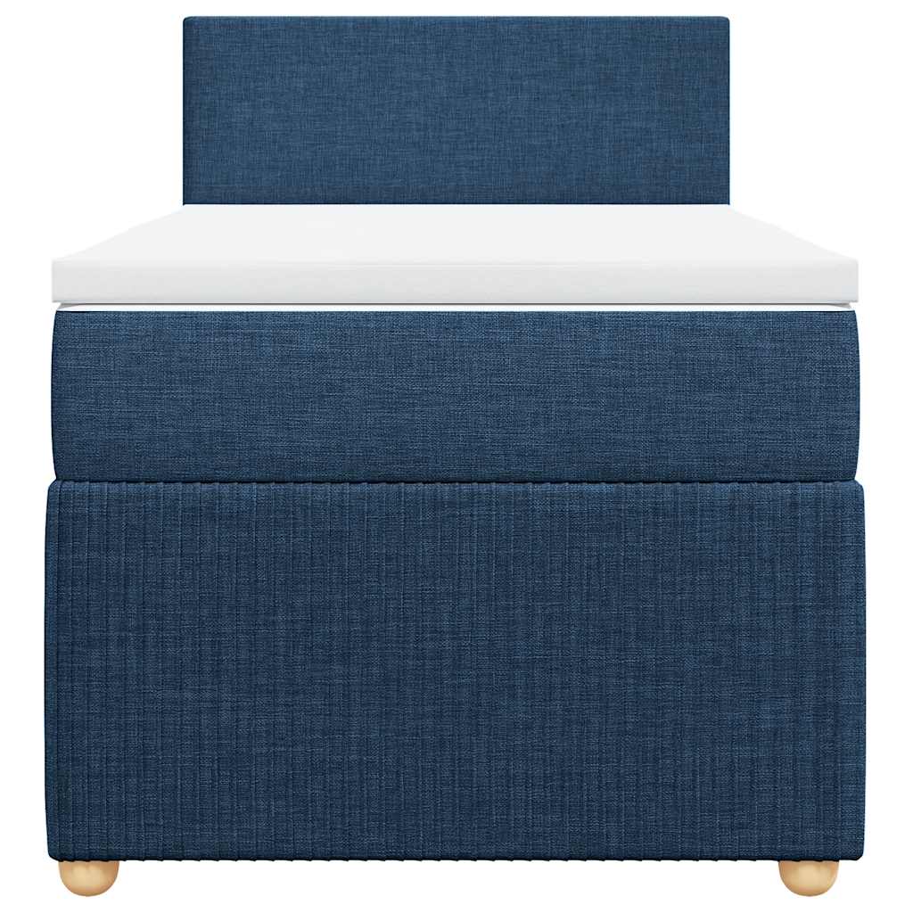vidaXL Κρεβάτι Boxspring με Στρώμα Μπλε 90x200 εκ.Υφασμάτινο