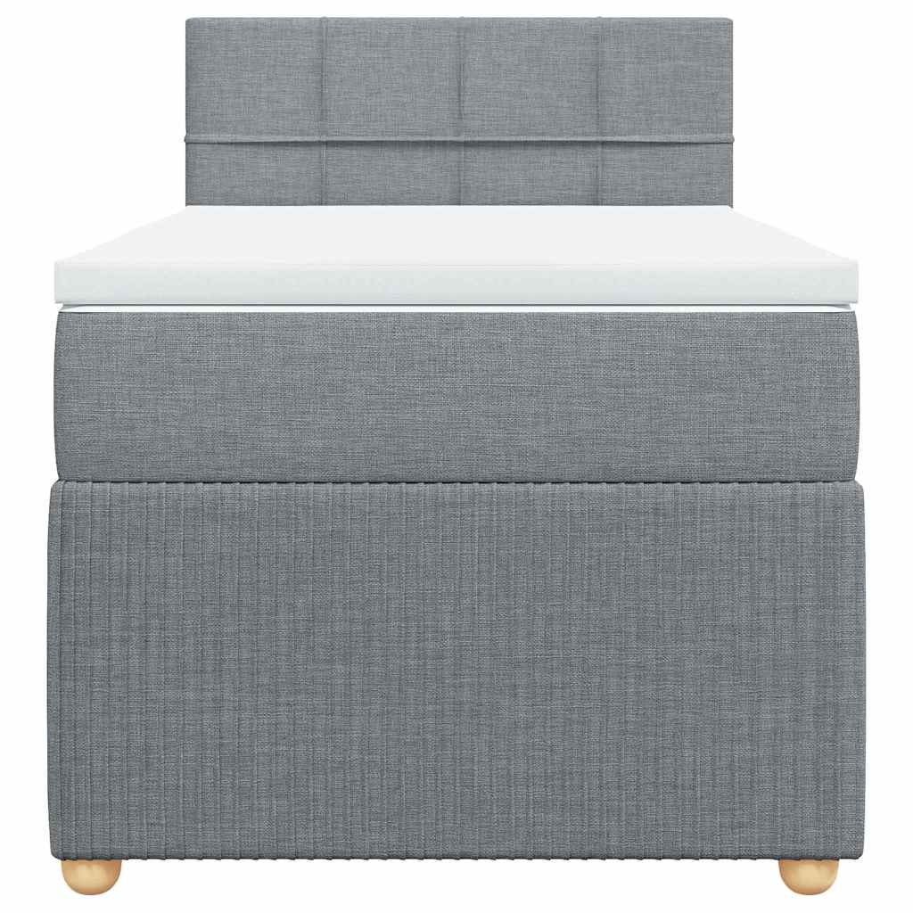 vidaXL Κρεβάτι Boxspring με Στρώμα Ανοιχτό Γκρι 90x200 εκ. Υφασμάτινο