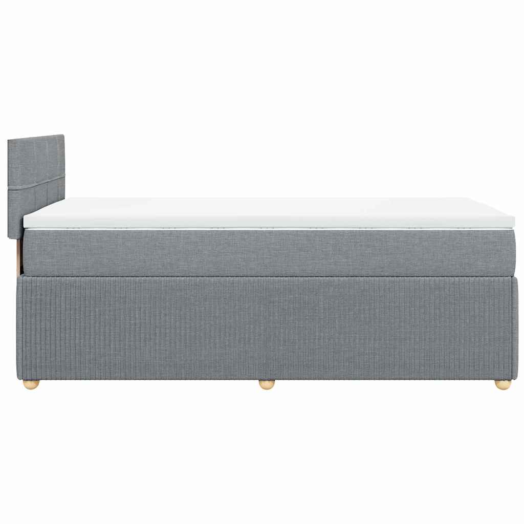 vidaXL Κρεβάτι Boxspring με Στρώμα Ανοιχτό Γκρι 90x200 εκ. Υφασμάτινο