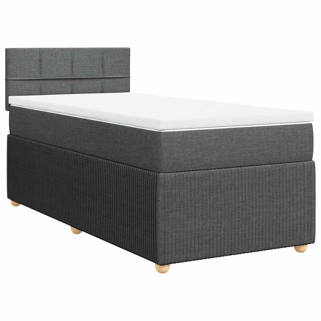 vidaXL Κρεβάτι Boxspring με Στρώμα Σκούρο Γκρι 90x200 εκ. Υφασμάτινο
