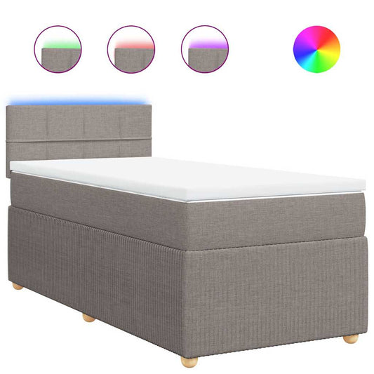 vidaXL Κρεβάτι Boxspring με Στρώμα Taupe 90x200 εκ. Υφασμάτινο