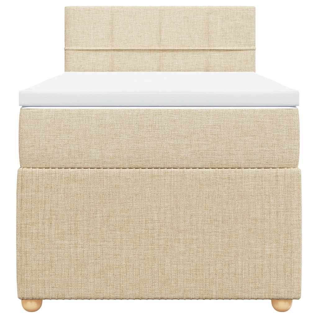vidaXL Κρεβάτι Boxspring με Στρώμα Κρεμ 90x200 εκ.Υφασμάτινο
