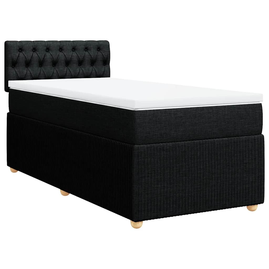 vidaXL Κρεβάτι Boxspring με Στρώμα Μαύρο 90x200 εκ. Υφασμάτινο