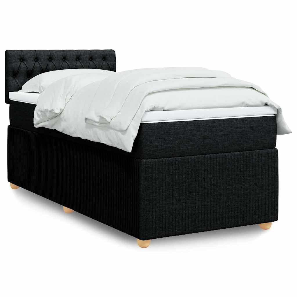 vidaXL Κρεβάτι Boxspring με Στρώμα Μαύρο 90x200 εκ. Υφασμάτινο