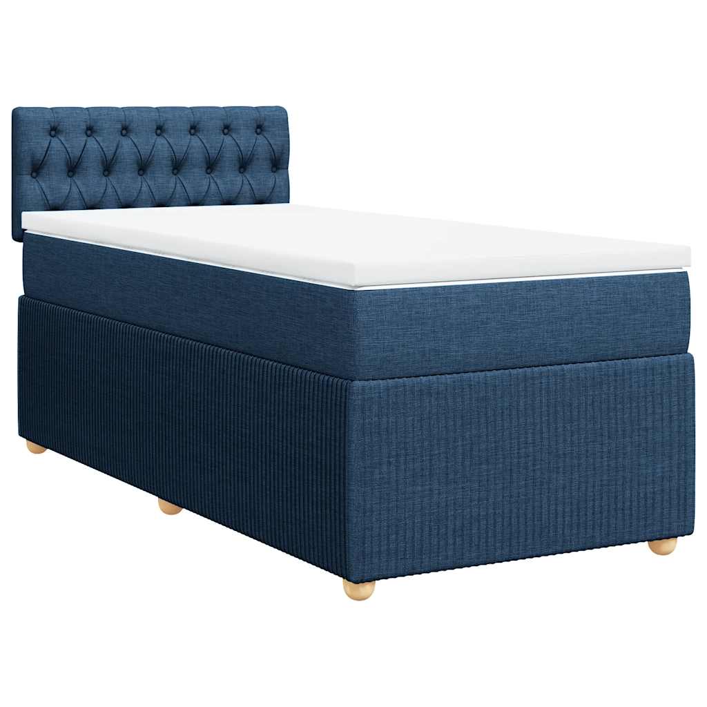 vidaXL Κρεβάτι Boxspring με Στρώμα Μπλε 90x200 εκ.Υφασμάτινο