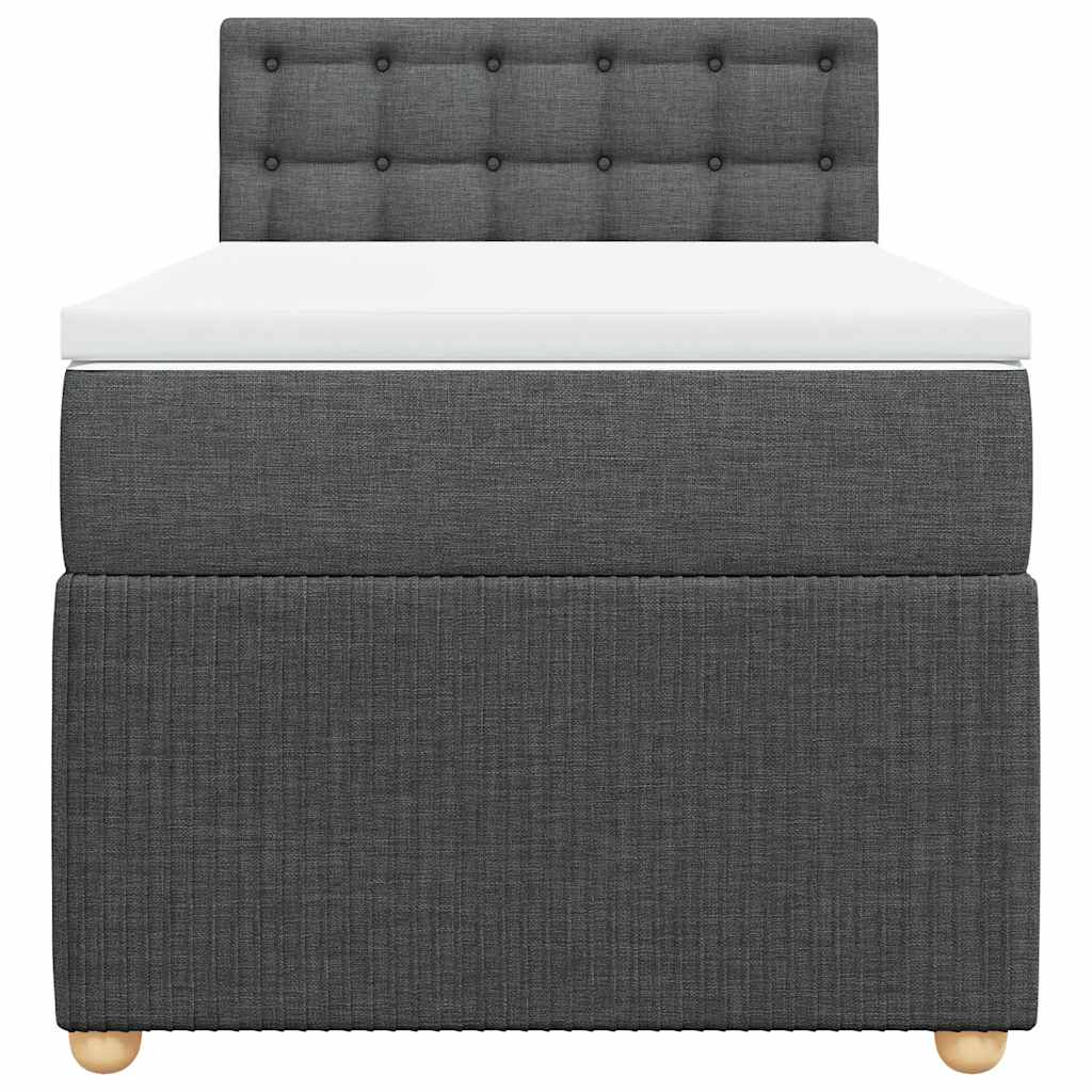 vidaXL Κρεβάτι Boxspring με Στρώμα Σκούρο Γκρι 90x200 εκ. Υφασμάτινο