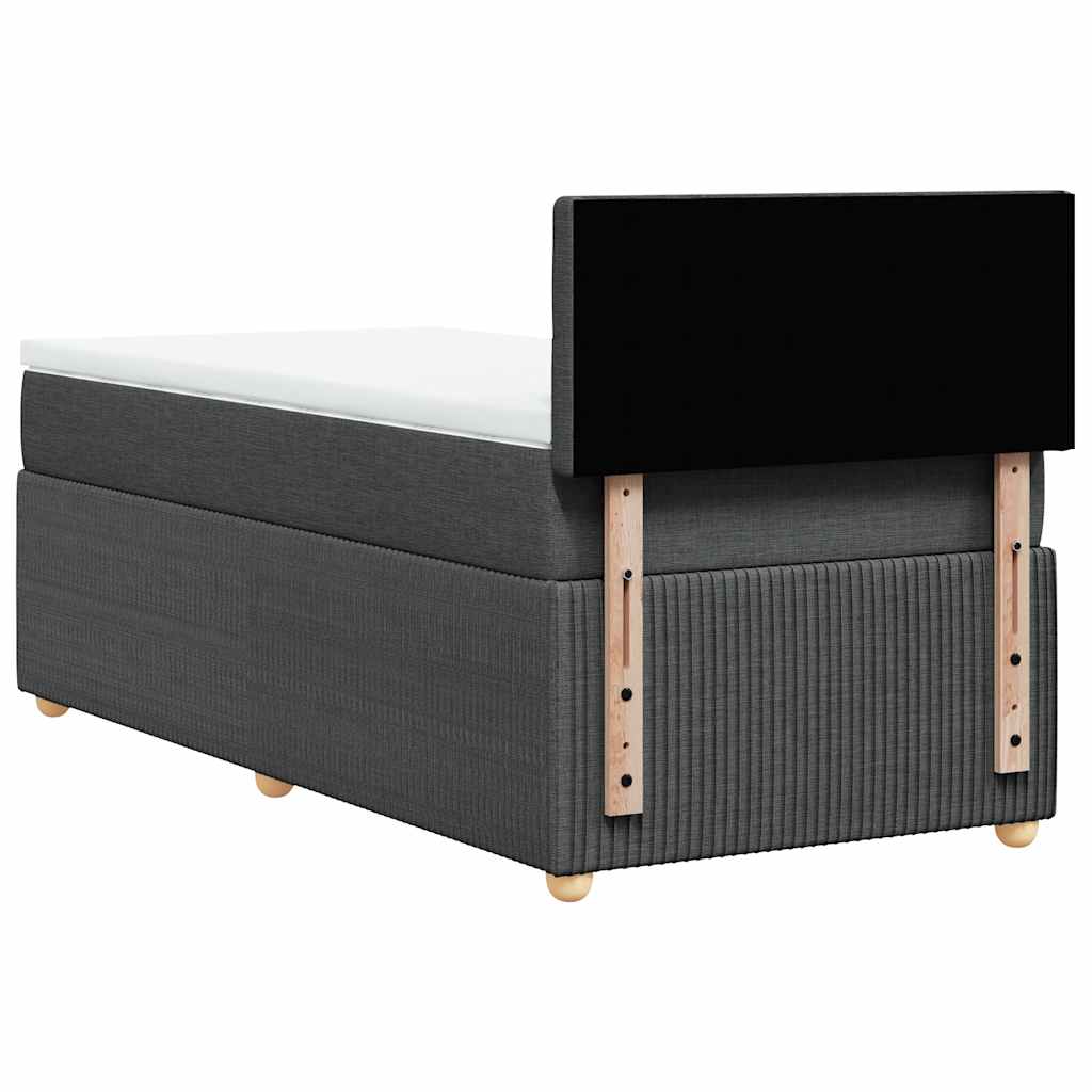 vidaXL Κρεβάτι Boxspring με Στρώμα Σκούρο Γκρι 90x200 εκ. Υφασμάτινο