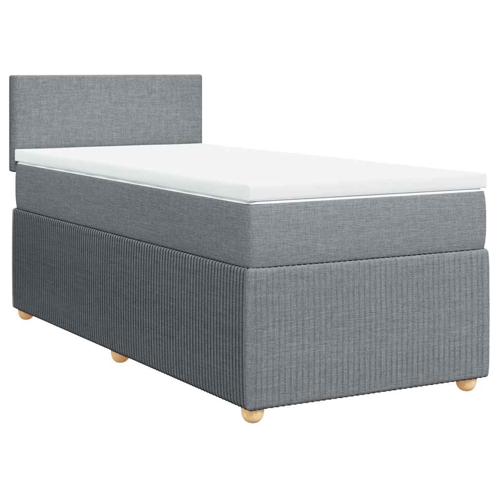 vidaXL Κρεβάτι Boxspring με Στρώμα Ανοιχτό Γκρι 100x200 εκ. Υφασμάτινο