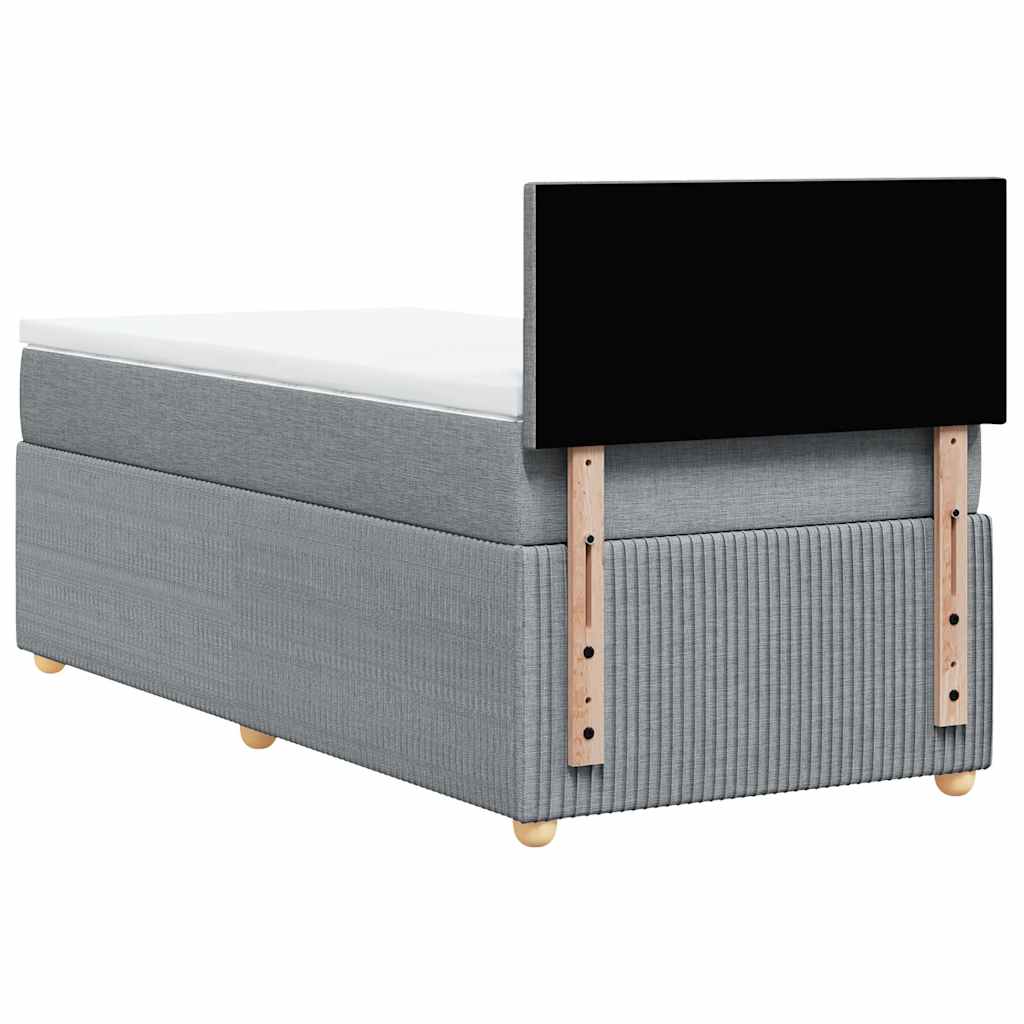 vidaXL Κρεβάτι Boxspring με Στρώμα Ανοιχτό Γκρι 100x200 εκ. Υφασμάτινο