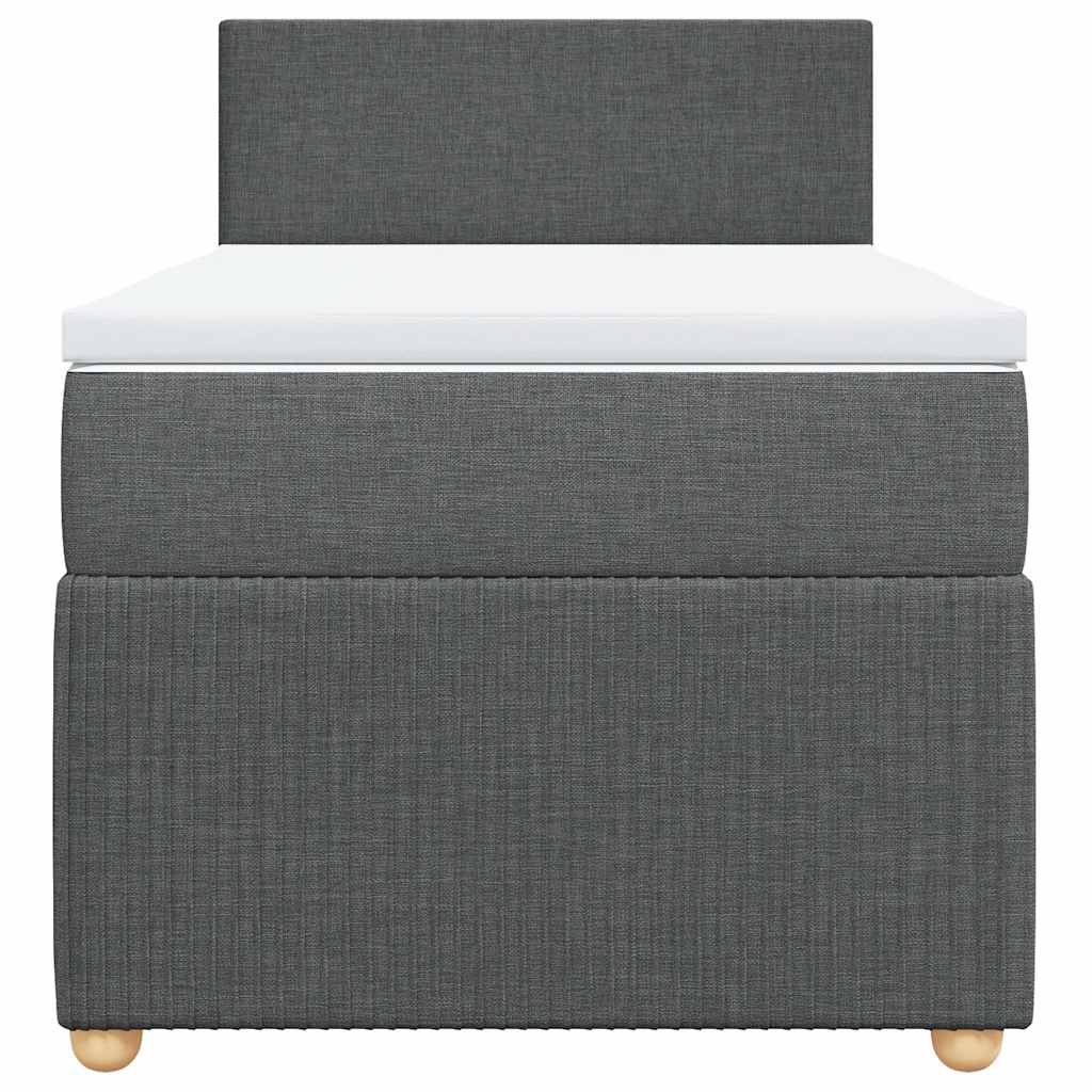 vidaXL Κρεβάτι Boxspring με Στρώμα Σκούρο Γκρι 100x200 εκ. Υφασμάτινο
