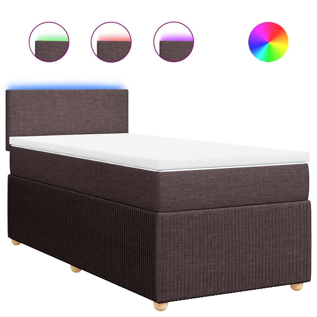 vidaXL Κρεβάτι Boxspring με Στρώμα Σκούρο Καφέ 100x200 εκ. Υφασμάτινο