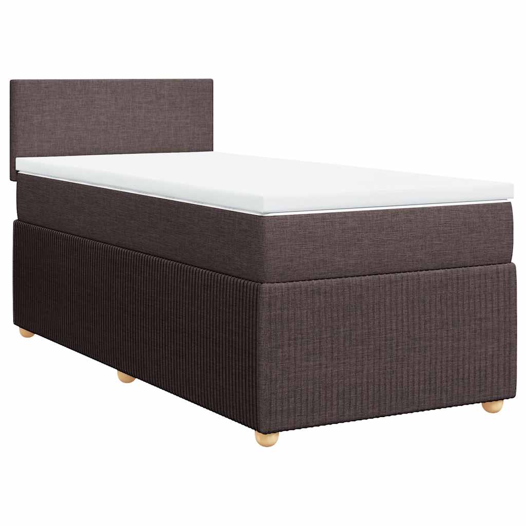 vidaXL Κρεβάτι Boxspring με Στρώμα Σκούρο Καφέ 100x200 εκ. Υφασμάτινο