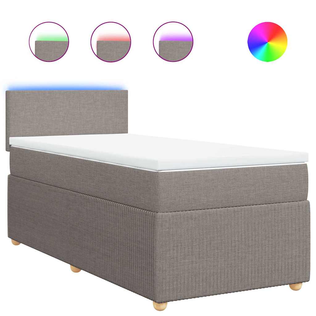 vidaXL Κρεβάτι Boxspring με Στρώμα Taupe 100 x 200 εκ. Υφασμάτινο