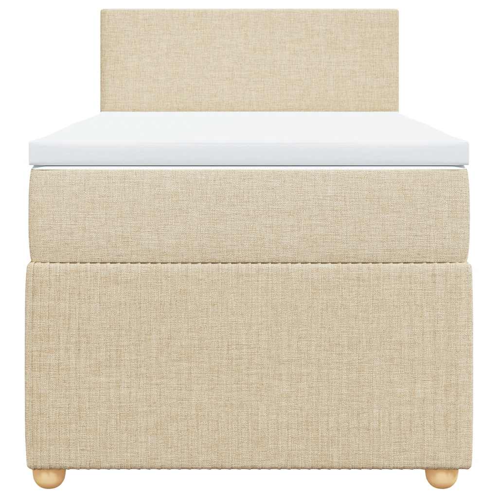 vidaXL Κρεβάτι Boxspring με Στρώμα Κρεμ 100 x 200 εκ. Υφασμάτινο