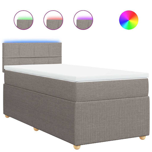 vidaXL Κρεβάτι Boxspring με Στρώμα Taupe 100 x 200 εκ. Υφασμάτινο