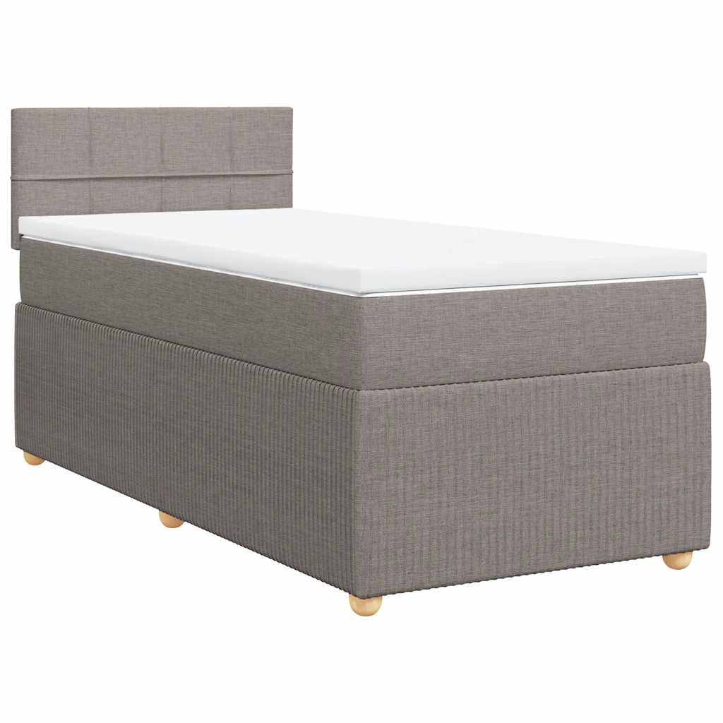 vidaXL Κρεβάτι Boxspring με Στρώμα Taupe 100 x 200 εκ. Υφασμάτινο
