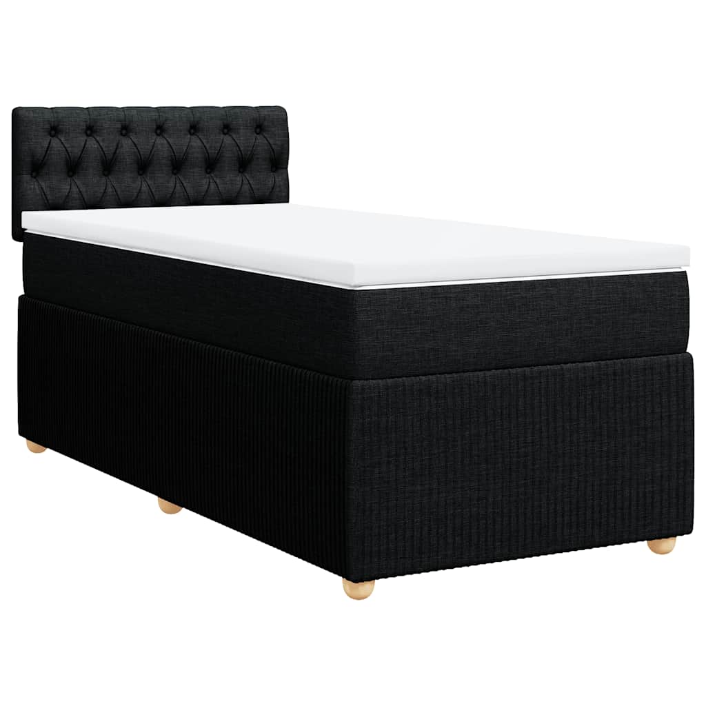 vidaXL Κρεβάτι Boxspring με Στρώμα Μαύρο 100 x 200 εκ. Υφασμάτινο
