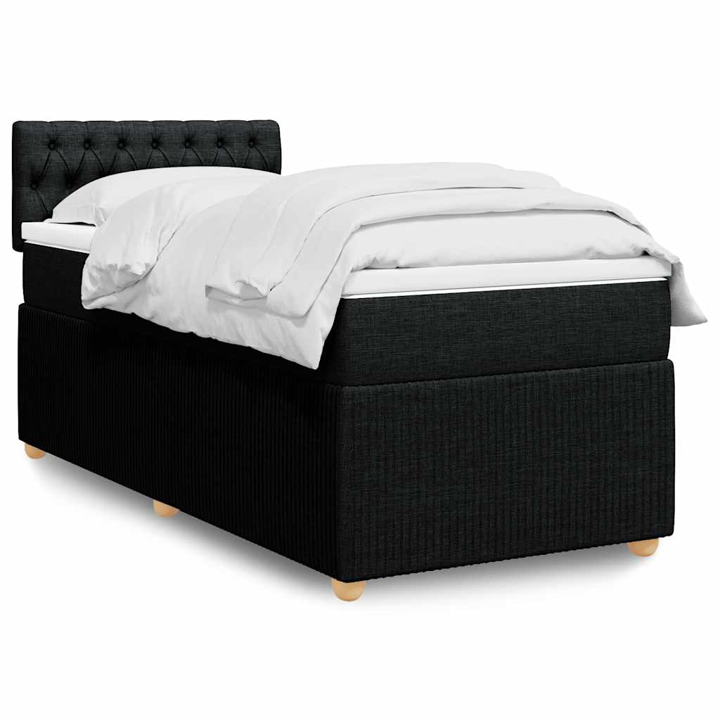 vidaXL Κρεβάτι Boxspring με Στρώμα Μαύρο 100 x 200 εκ. Υφασμάτινο