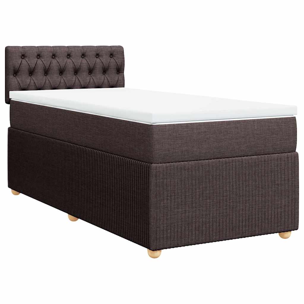 vidaXL Κρεβάτι Boxspring με Στρώμα Σκούρο Καφέ 100x200 εκ. Υφασμάτινο