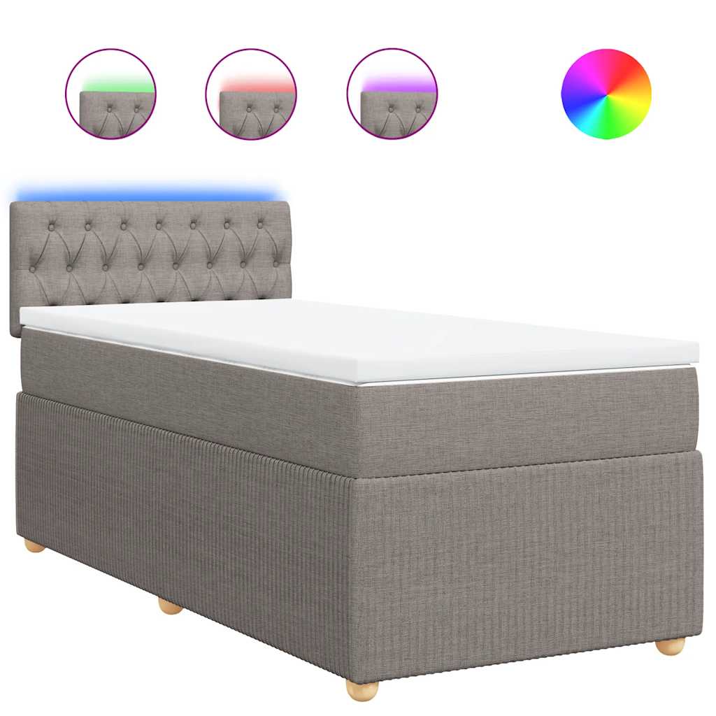 vidaXL Κρεβάτι Boxspring με Στρώμα Taupe 100 x 200 εκ. Υφασμάτινο