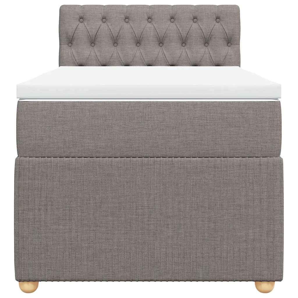 vidaXL Κρεβάτι Boxspring με Στρώμα Taupe 100 x 200 εκ. Υφασμάτινο