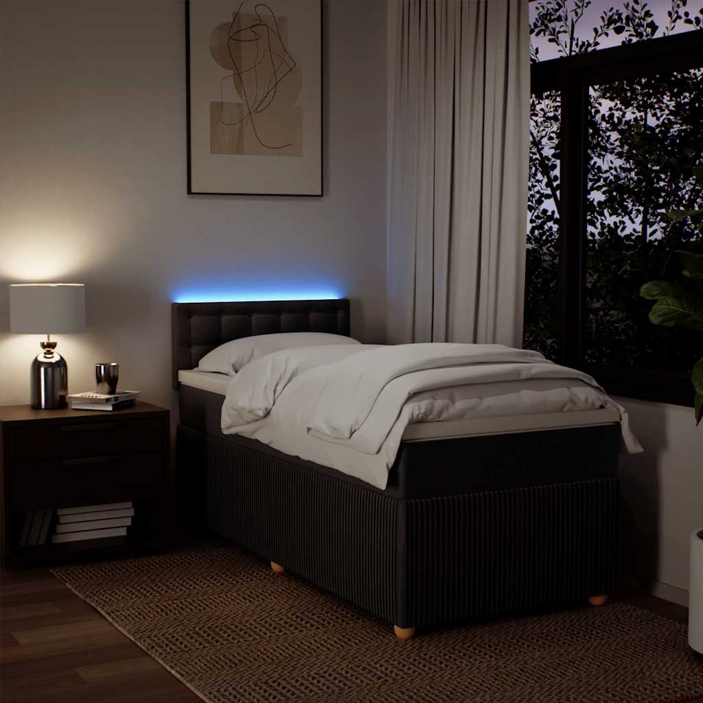 vidaXL Κρεβάτι Boxspring με Στρώμα Σκούρο Καφέ 100x200 εκ. Υφασμάτινο