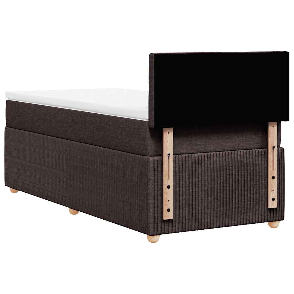 vidaXL Κρεβάτι Boxspring με Στρώμα Σκούρο Καφέ 100x200 εκ. Υφασμάτινο
