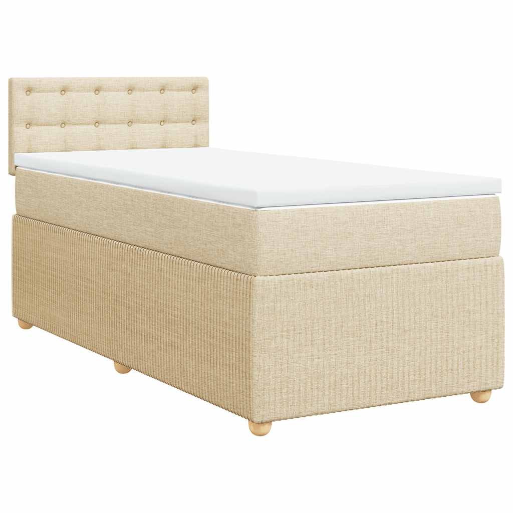 vidaXL Κρεβάτι Boxspring με Στρώμα Κρεμ 100 x 200 εκ. Υφασμάτινο