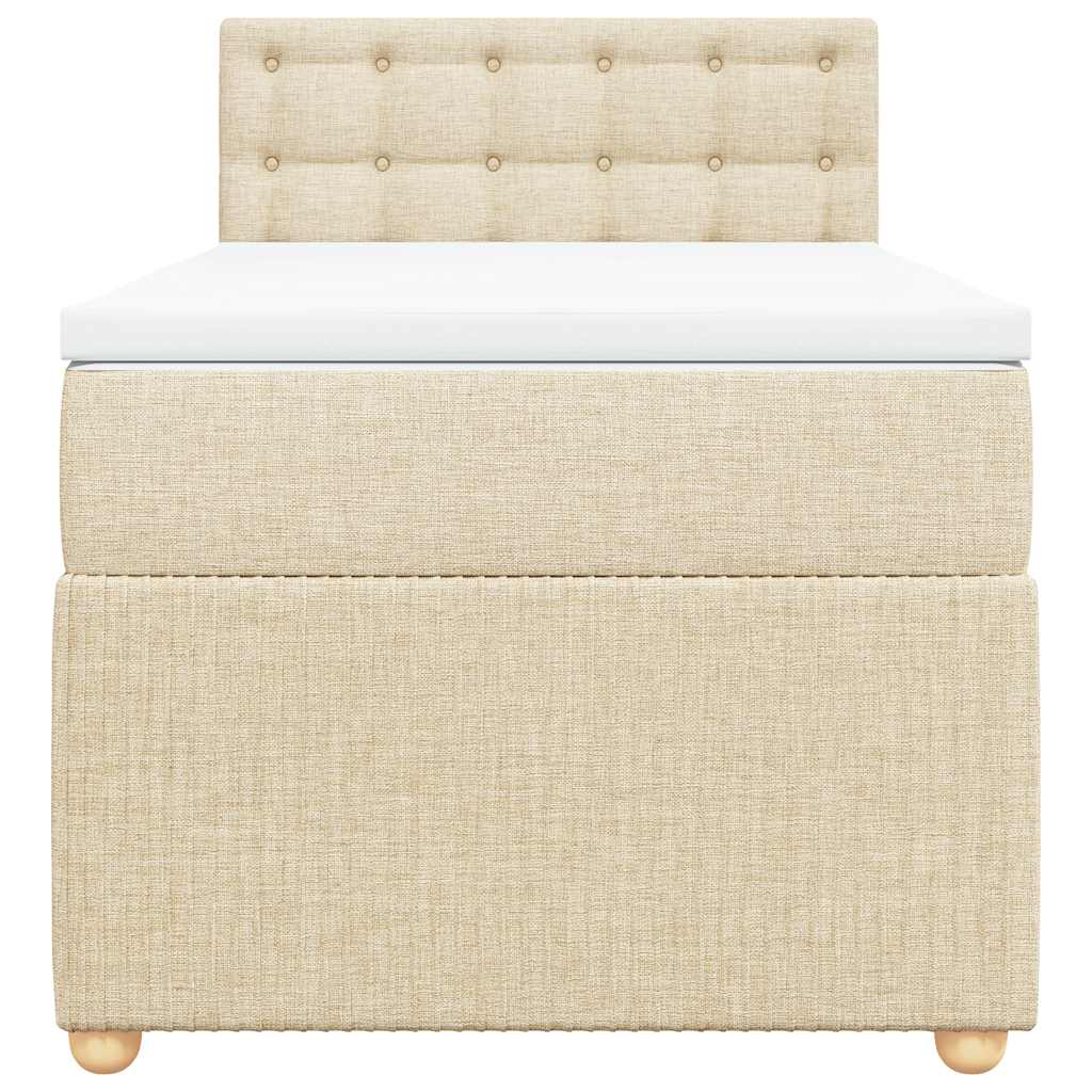 vidaXL Κρεβάτι Boxspring με Στρώμα Κρεμ 100 x 200 εκ. Υφασμάτινο