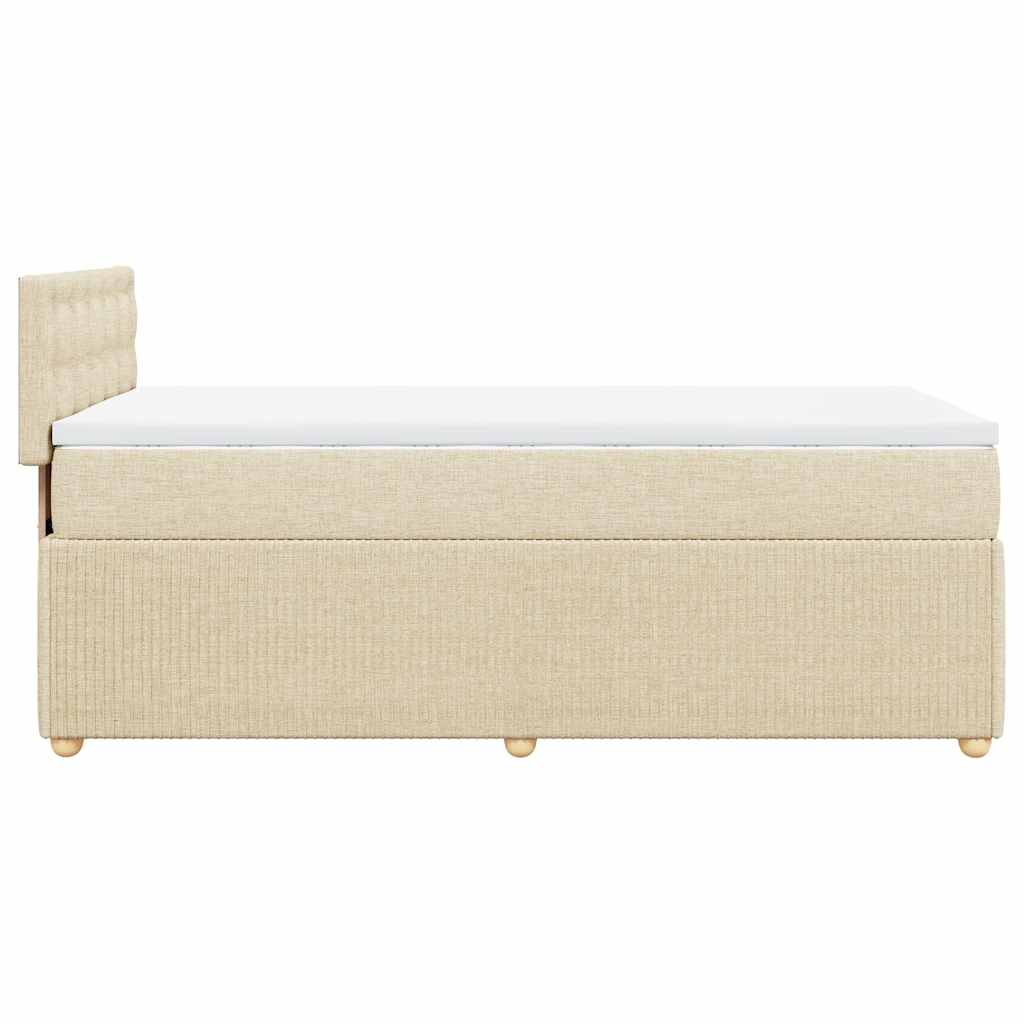vidaXL Κρεβάτι Boxspring με Στρώμα Κρεμ 100 x 200 εκ. Υφασμάτινο