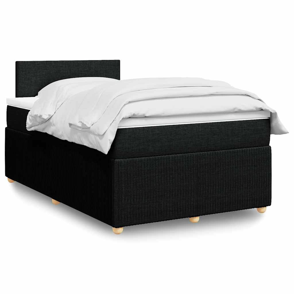 vidaXL Κρεβάτι Boxspring με Στρώμα Μαύρο 120x190 εκ. Υφασμάτινο