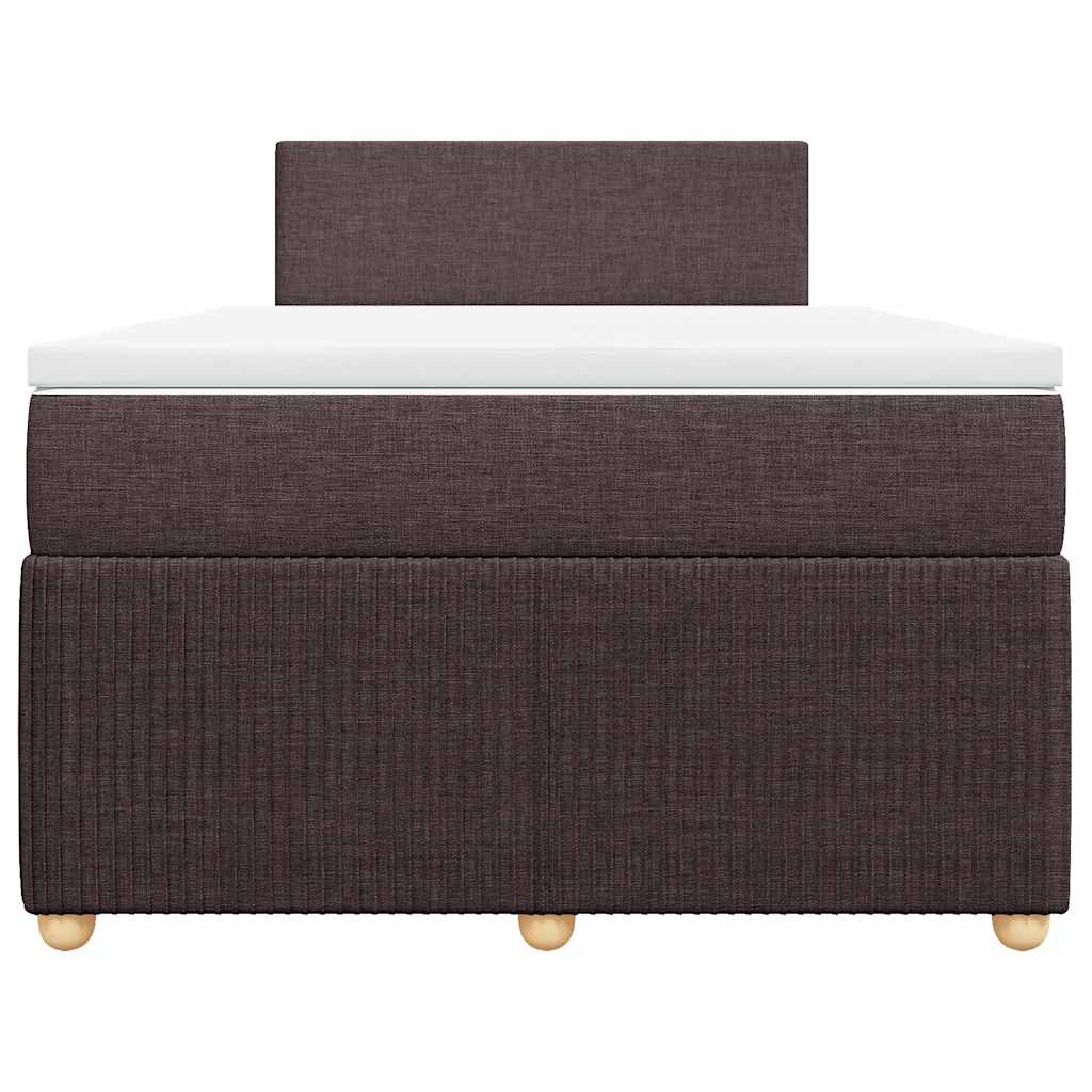 vidaXL Κρεβάτι Boxspring με Στρώμα Σκούρο Καφέ 120x190 εκ Υφασμάτινο