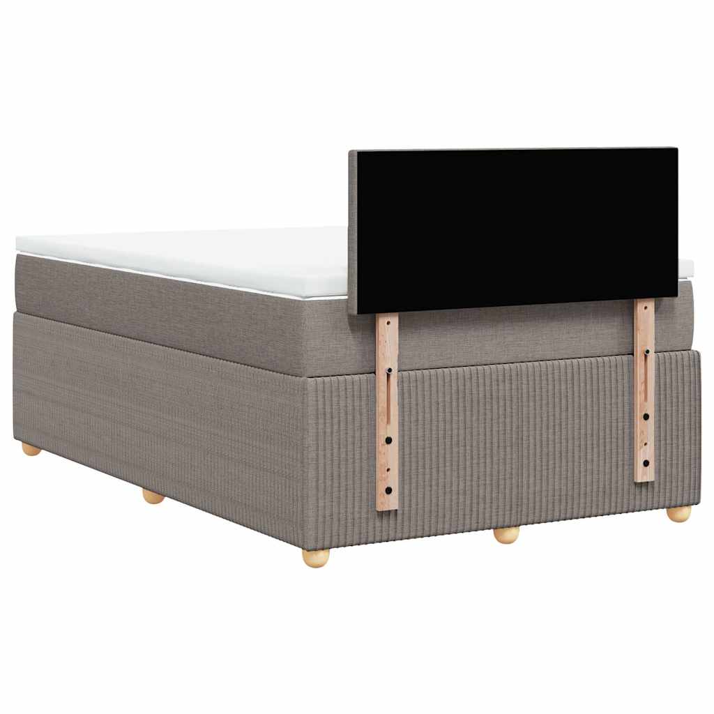 vidaXL Κρεβάτι Boxspring με Στρώμα Taupe 120x190 εκ. Υφασμάτινο