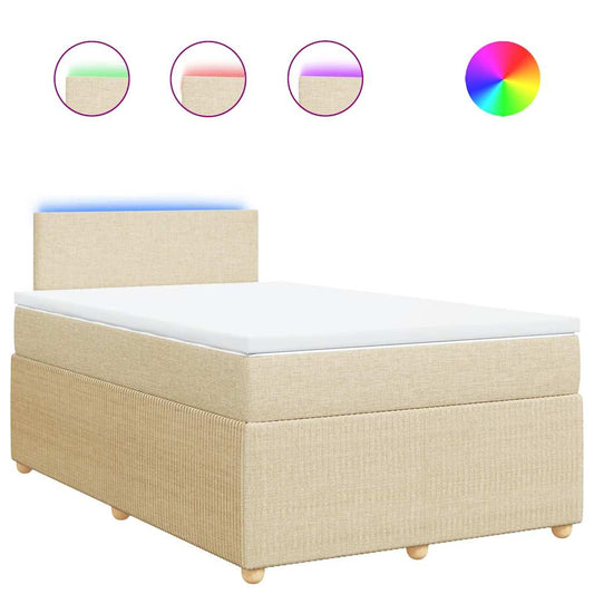 vidaXL Κρεβάτι Boxspring με Στρώμα Κρεμ 120x190 εκ. Υφασμάτινο