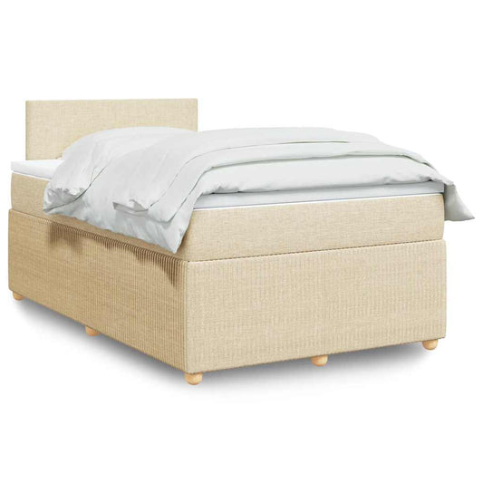 vidaXL Κρεβάτι Boxspring με Στρώμα Κρεμ 120x190 εκ. Υφασμάτινο