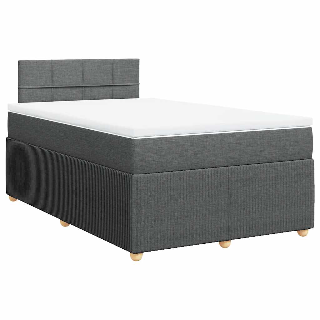 vidaXL Κρεβάτι Boxspring με Στρώμα Σκούρο Γκρι 120x190 εκ Υφασμάτινο