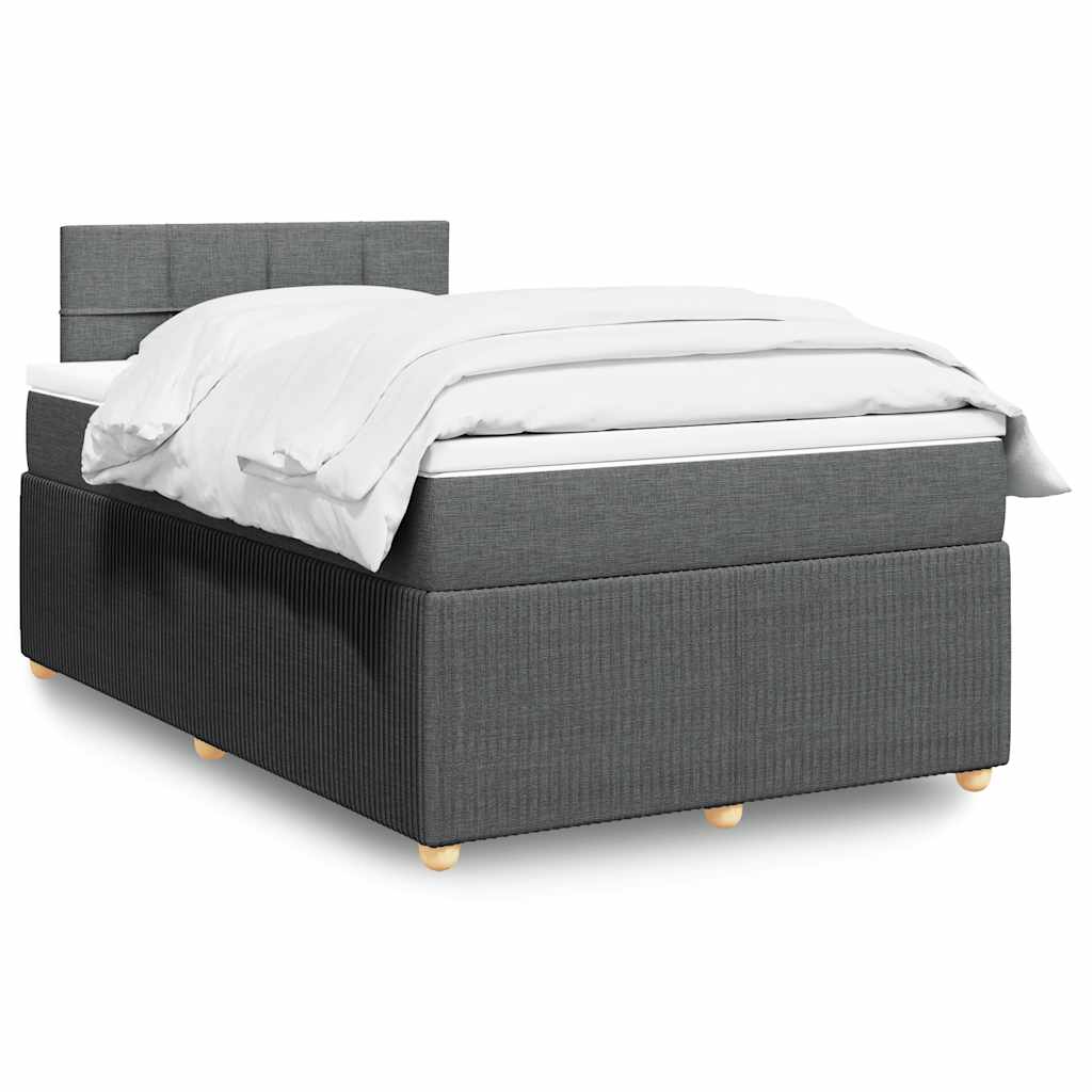 vidaXL Κρεβάτι Boxspring με Στρώμα Σκούρο Γκρι 120x190 εκ Υφασμάτινο