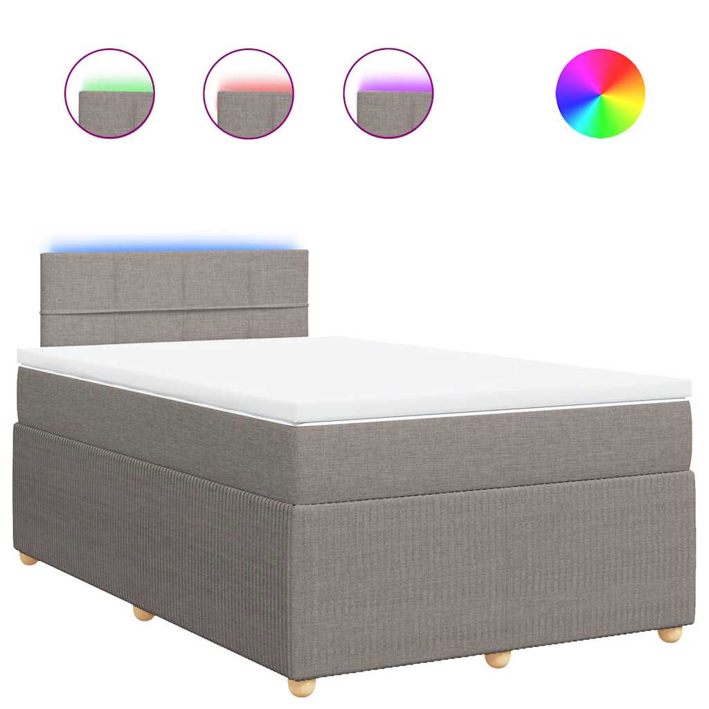 vidaXL Κρεβάτι Boxspring με Στρώμα Taupe 120x190 εκ. Υφασμάτινο