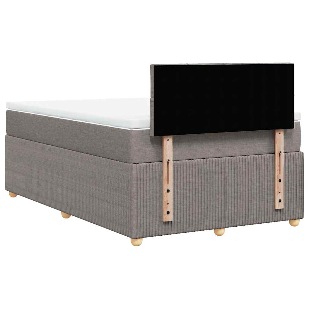 vidaXL Κρεβάτι Boxspring με Στρώμα Taupe 120x190 εκ. Υφασμάτινο
