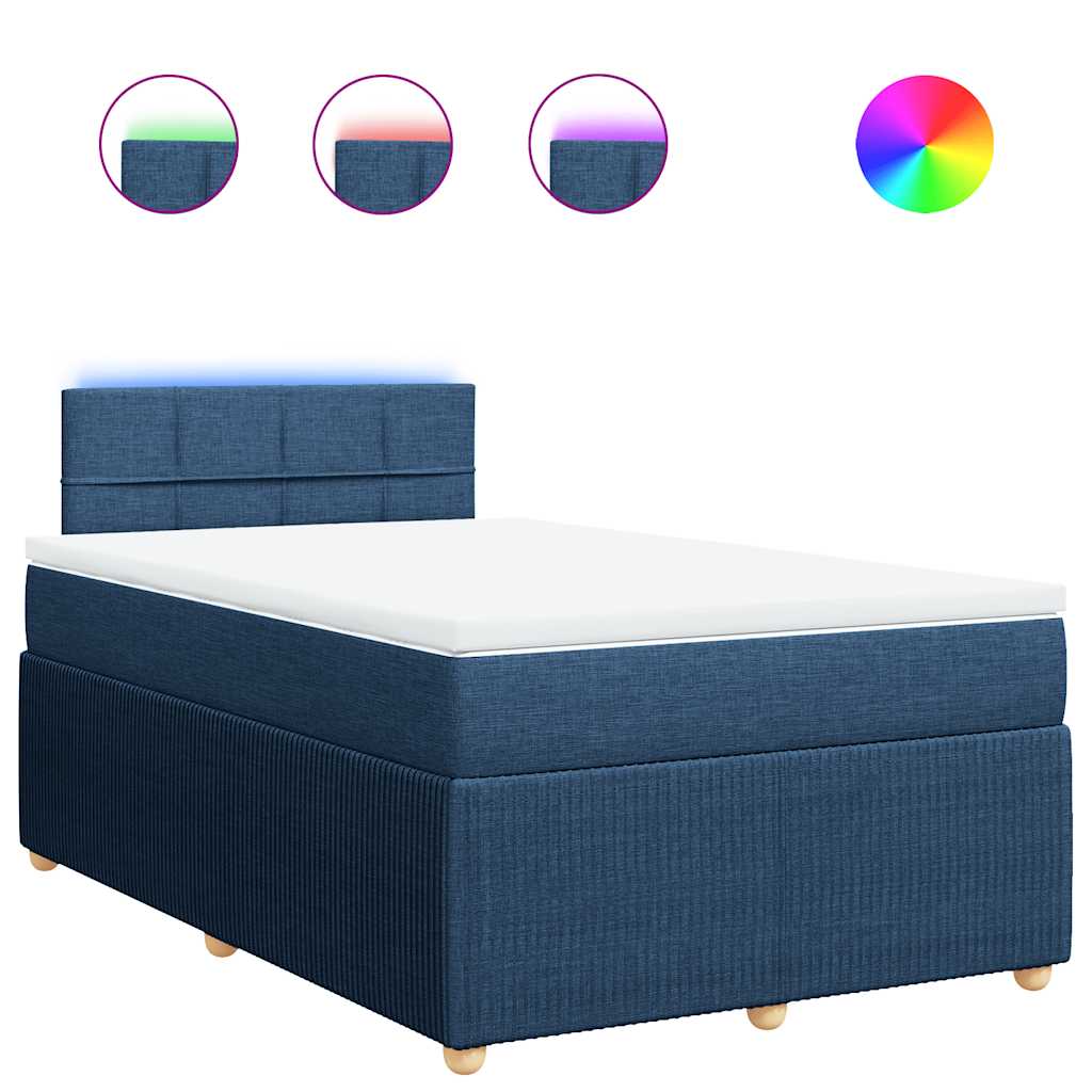 vidaXL Κρεβάτι Boxspring με Στρώμα Μπλε 120x190 εκ. Υφασμάτινο