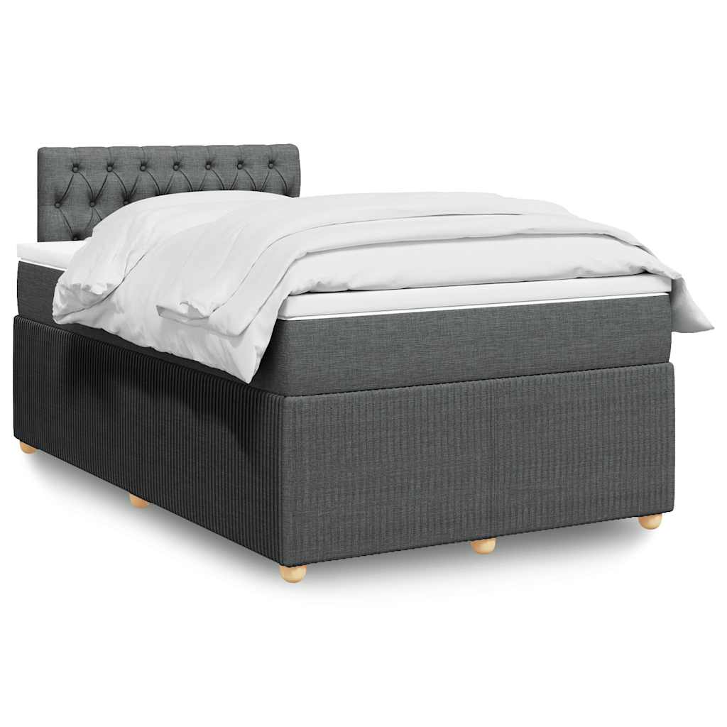 vidaXL Κρεβάτι Boxspring με Στρώμα Σκούρο Γκρι 120x190 εκ Υφασμάτινο