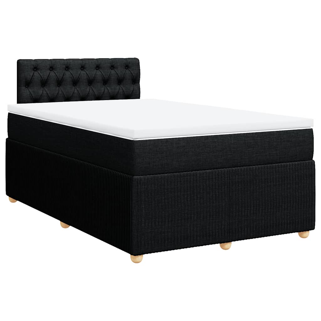 vidaXL Κρεβάτι Boxspring με Στρώμα Μαύρο 120x190 εκ. Υφασμάτινο