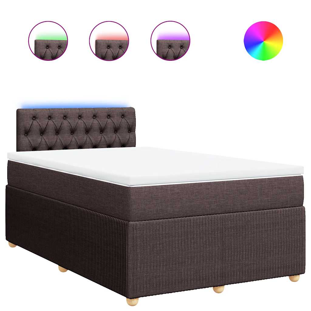 vidaXL Κρεβάτι Boxspring με Στρώμα Σκούρο Καφέ 120x190 εκ Υφασμάτινο