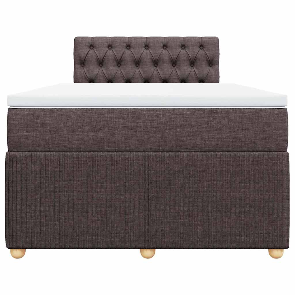 vidaXL Κρεβάτι Boxspring με Στρώμα Σκούρο Καφέ 120x190 εκ Υφασμάτινο