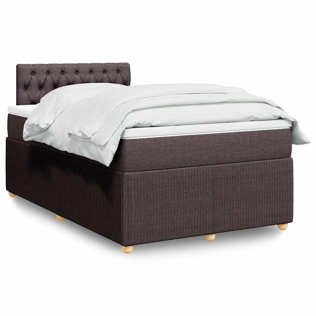 vidaXL Κρεβάτι Boxspring με Στρώμα Σκούρο Καφέ 120x190 εκ Υφασμάτινο