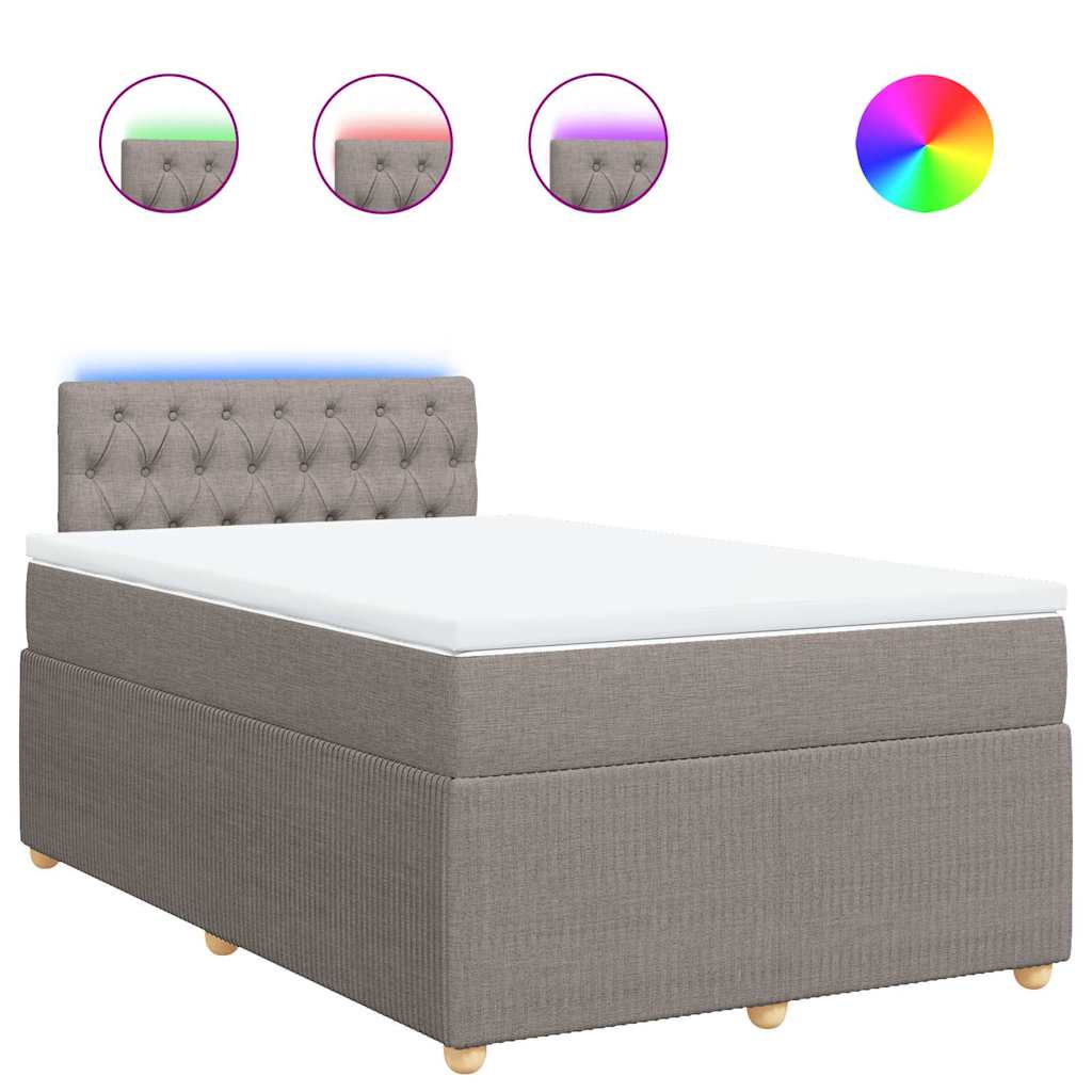 vidaXL Κρεβάτι Boxspring με Στρώμα Taupe 120x190 εκ. Υφασμάτινο