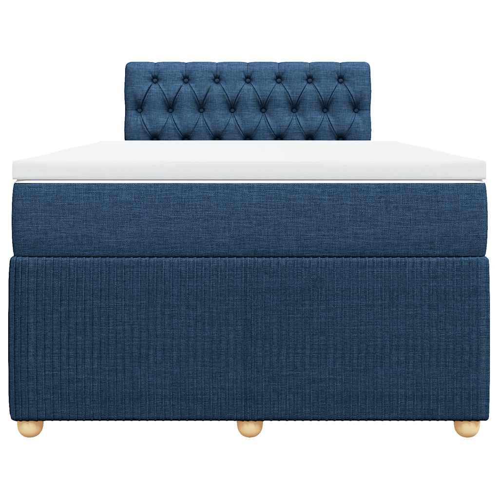 vidaXL Κρεβάτι Boxspring με Στρώμα Μπλε 120x190 εκ. Υφασμάτινο