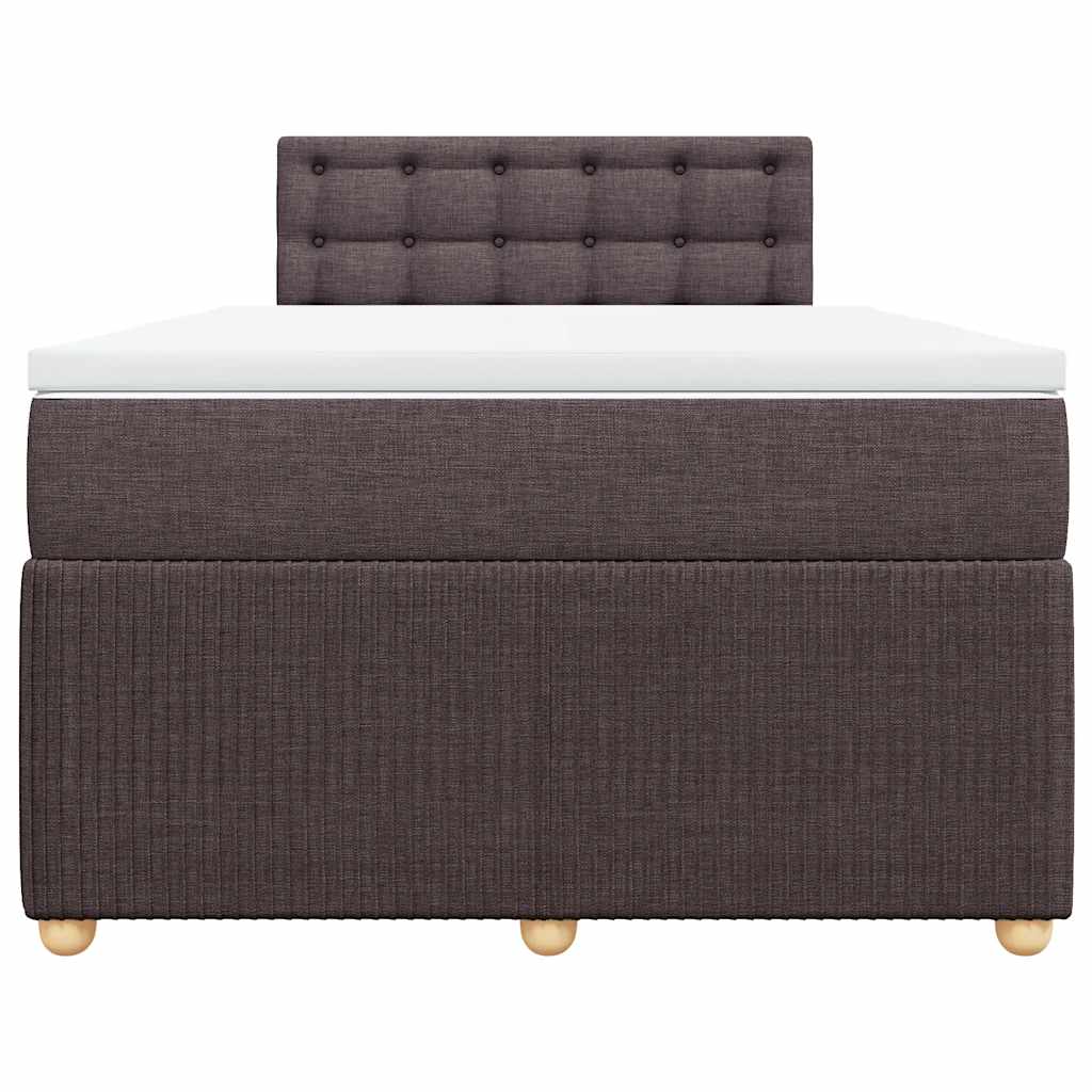 vidaXL Κρεβάτι Boxspring με Στρώμα Σκούρο Καφέ 120x190 εκ Υφασμάτινο