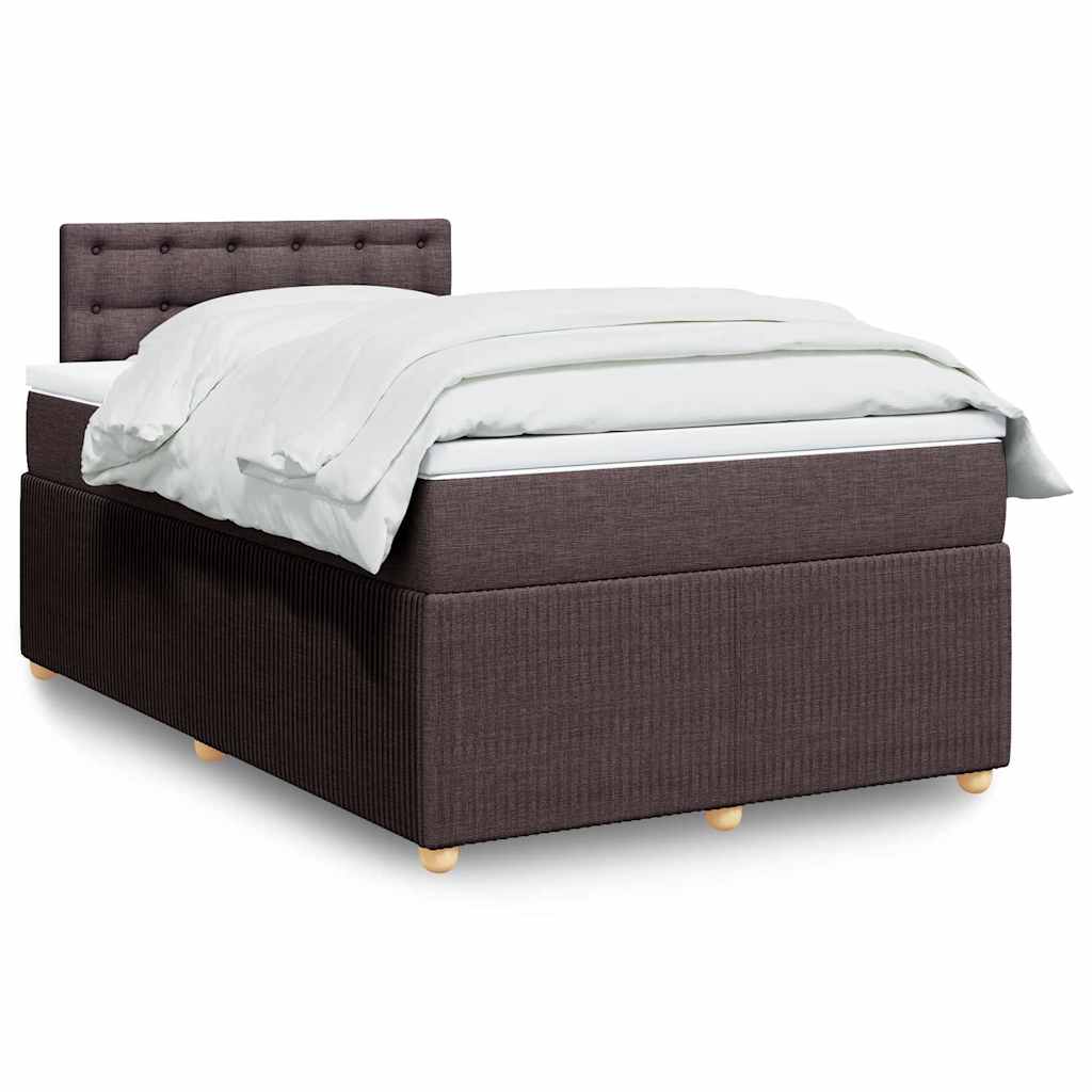 vidaXL Κρεβάτι Boxspring με Στρώμα Σκούρο Καφέ 120x190 εκ Υφασμάτινο